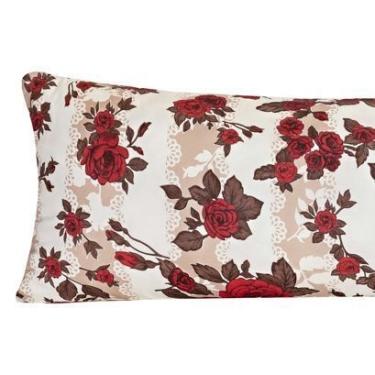 Imagem de Capa Para Travesseiro De Corpo Xuxão Rafaela Estampada - Floral Vermelho/Marrom