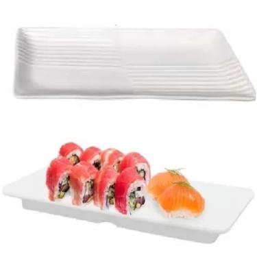 Imagem de 2 Prato Travessa Melamina Comida Japonesa Servir 20cm Sushi