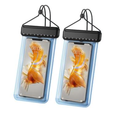 Imagem de SXunacou [Pacote com 2] Bolsa universal à prova d'água para celular, IPX8 à prova d'água, bolsa seca para iPhone 15, 14, 13, 12, 11, XS, XR, X, Pro, Max, Plus, Mini, mergulho, praia, pesca, sacos