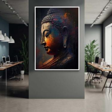 Imagem de Quadro com Moldura 130x90 Buda Colorido Decorativo Grande Sala Quarto 