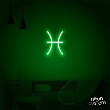 Imagem de luminaria letreiro Neon Led Signo Peixes 70x50 luminoso decoração p/ s