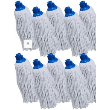 Imagem de Refil Mopinho / Esfregão Encaixe de Rosca Mop Úmido Algodão - Kit 10 U