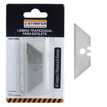 Imagem de Lâminas Estilete Corte 61x19x0.6mm Trapezoidal Cartela 10 Un - Starfer