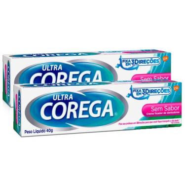Imagem de Corega Ultra Creme Fixador de Prótese Sem Sabor 40g  Kit com duas unid