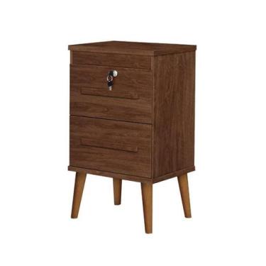 Imagem de Mesa de Cabeceira Estilo Retrô 2 gavetas com Fechaduras em Aço Cor Can