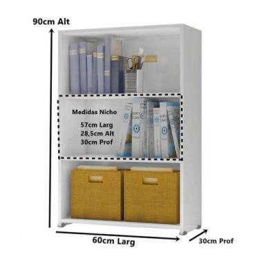 Imagem de Armario Escritório Multiuso Livreiro 2 Prateleiras Faroe - Bela Casa M