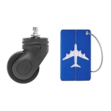 Imagem de Kit Rodinha mais Tag de Bagagem Azul - We Go To