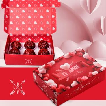 Imagem de 10 Caixas Te amo para 6 doces Vermelho - Embalagens Conceito