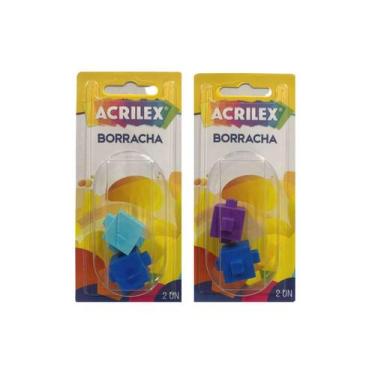 Imagem de Borracha Cubos Coloridos Kit com 2 Blisters e 4 Borrachas - Acrilex
