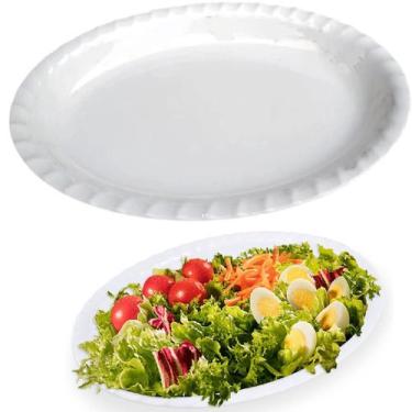 Imagem de Jogo 6 Travessa Oval em Melamina Prato Bandeja Branca 24,5cm - Fx