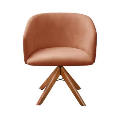 Imagem de Poltrona Decorativa Atenas Cadeira Giratória Pé Madeira - Bella Decor,