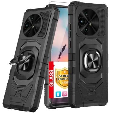 Imagem de TJS Capa compatível com TCL 50 XL 5G, capa TCL 50 XL NXTPAPER, com protetor de tela de vidro temperado, suporte magnético de anel de metal, suporte magnético, capa de telefone resistente com proteção