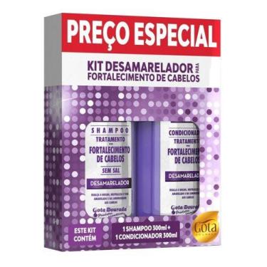 Imagem de Kit Desamarelador Shampoo Condicionador 300ml Gota Dourada