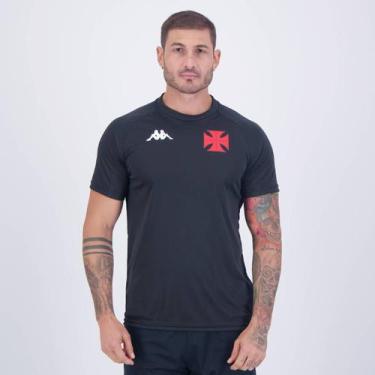 Imagem de Camisa Kappa Vasco Supporter Stripe Preta e Branca, P