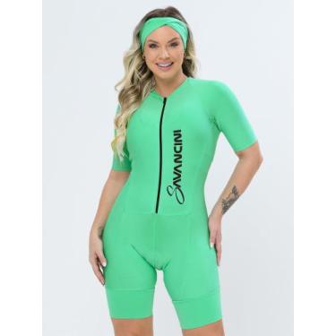 Imagem de Macaquinho De Ciclismo Feminino - Forro GEL - Verde Ácqua Moving Savan