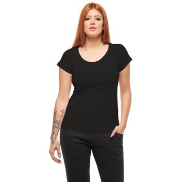 Imagem de Babylook Feminina Gola Aberta C7N - Wooks, M, Preto