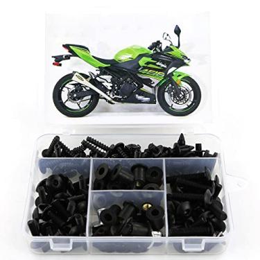 Imagem de Kit de parafusos de carenagem Xitomer, para Kawasaki Ninja 400 2018 2019, arruelas de kits de montagem/porcas/fixações/ilhós (preto fosco)xitomer preto FBT004165BK