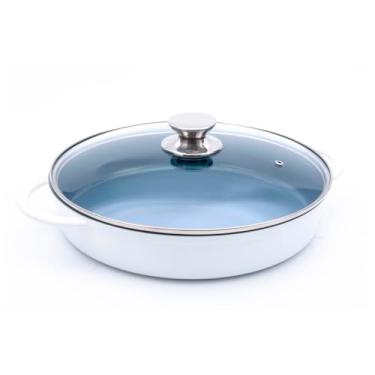 Imagem de Caçarola Baixa Redonda Branca com Tampa de vidro 30cm Hercules