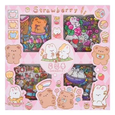 Imagem de Adesivos de scrapbook de animais fofos de desenhos animados - 100 folhas kawaii estética adesivo transparente para agenda, agenda, álbum, calendários, cadernos, decorações artesanais