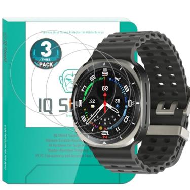 Imagem de IQShield Protetor de tela de vidro compatível com Samsung Galaxy Watch 7 Ultra 47 mm (pacote com 3) (compatível com capas) vidro balístico temperado transparente HD e escudo transparente à prova de