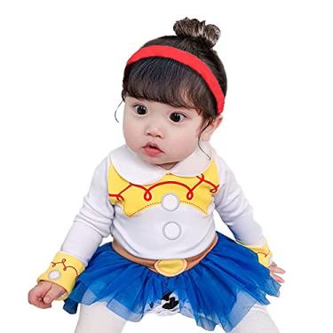 Imagem de IZKIZF Vestido de tutu para bebês, meninas, neve, branco Belle Sofia aniversário, princesa, Natal, Halloween, fantasia de macacão com faixa de cabeça, 006 Cowgirl, 9-12 Months