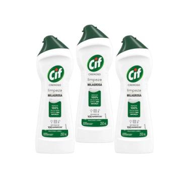 Imagem de Limpador Multiuso CIF Cremoso Limpeza Milagrosa Limão Kit 3