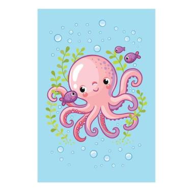 Imagem de Placa Decorativa MDF Infantil Fundo do Mar Polvo 20x30cm - Quartinhos