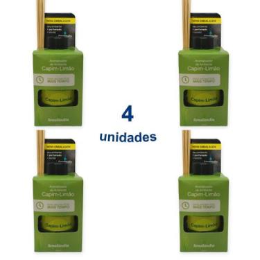 Imagem de Kit 4 Aromatizador de Ambiente Capim Limão 280ml Difusor Vareta Senalâ