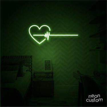 Imagem de luminaria letreiro Neon Led Coraçao Grafico 80x30 luminoso decoração p