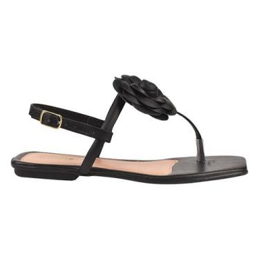 Imagem de Sandália Rasteirinha Feminina com Fivela e Flor Leve Macia Estilo Casu