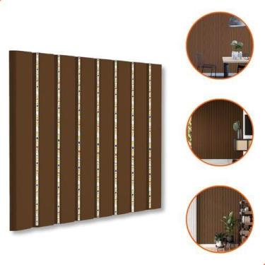 Imagem de Painel Ripado Decorativo Alumínio Para Fita Led 1m P/ Sala Marrom - VL