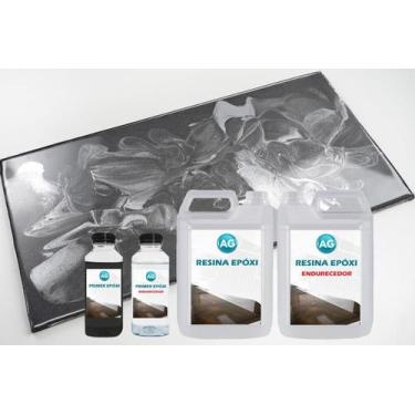 Imagem de Kit Porcelanato Liquido Metálico Cinza Cetim / Prata - Resinas Ag