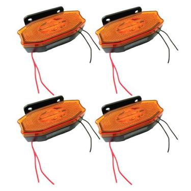 Imagem de 4 Sinaleira Lanterna Lateral Led Peixinho Caminhão Carreta Com Vigia L