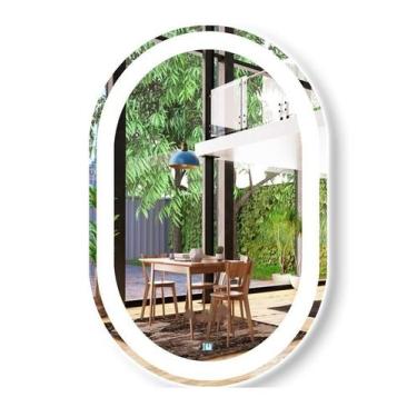 Imagem de Espelho jateado oval iluminado com led frio touch 100x60cm - Woodglass