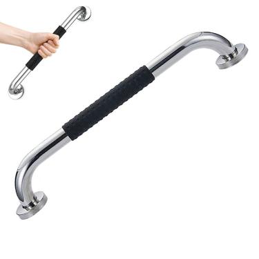 Imagem de Barra de Apoio 60cm Inox Suporte Antiderrapante Banheiro Box Idoso Cadeirante Gestante Criança Casa Corrimao Escada Segurança Proteçao Acessibilidade