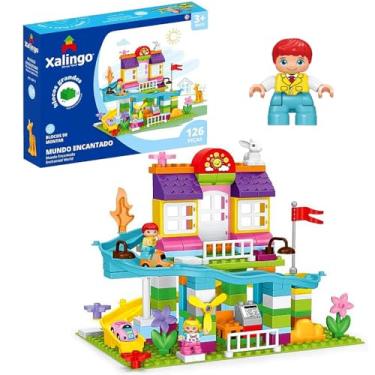 Imagem de Jogo Castelo Mundo Encantado Blocos de Montar Bonecos 126 Peças para Crianças