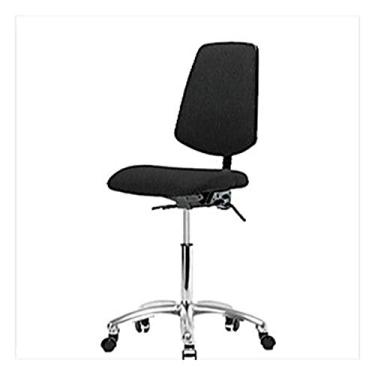 Imagem de Thomas 1163G05 Cadeira de tecido de altura média com encosto médio sem inclinação, base cromada, braços ajustáveis, anel de pé cromado, desliza, preto