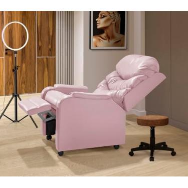 Imagem de Poltrona Papai Mamãe Vovo Estetica Com Rodizios Rosa - Moderna