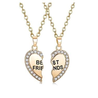 Imagem de Colar Best Friends para 2 BFF Friendship Matching Heart Rainbow Daisy Butterfly Necklace Valentines Day Jewelry Gifts for Bestie Women, Free Size, Liga de aço, Sem Pedra Preciosa