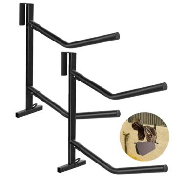 Imagem de HDYEGY 2 unidades de suporte de selim portátil, suporte de selim removível resistente para selas duplas para selas de estilo inglês e ocidental