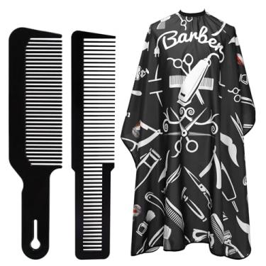 Imagem de ZIBARBER Capa de Barbeiro, Capa de Corte de Cabelo Profissional, Conjunto de 3 Peças de Capas de Barbeiro de Salão para Homens, Capas de Cabeleireiro E Estilistas com Fecho Ajustável, Escova E Pentes