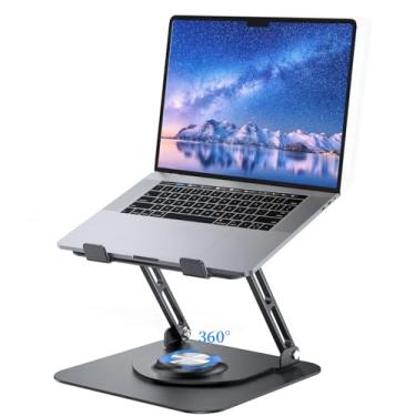 Imagem de Suporte ajustável para laptop com base giratória 360, suporte ergonômico para mesa, suporte portátil dobrável para computador adequado para todos os MacBooks de 10 a 17,3 polegadas, Pro/Air, laptops