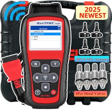Imagem de Autel MaxiTPMS TS508WFK-4, TS508WF com 4 sensores MX e 4 peças de válvulas de metal, ferramenta de reaprendizado TPMS, reaprender/reiniciar/ativar/ler/copiar sensores, atualização vitalícia gratuita