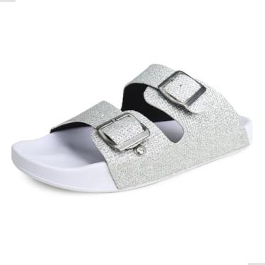 Imagem de Papete Sandália Birken Feminina Chinelo Flat Confortável (BRANCO/DOURADO, BR, Adulto, Numérico, 43)