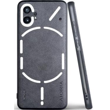 Imagem de AIORIA For Nothing Phone (1) Capa de couro premium design retrô capa protetora completa para telefone Nothing (1) 5G (cinza)