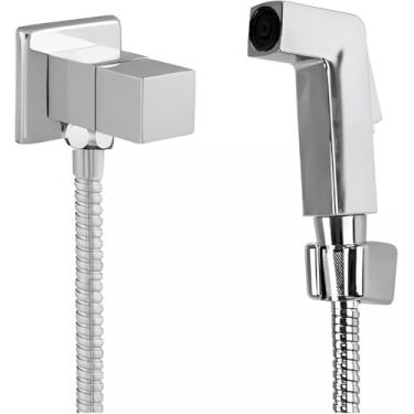 Imagem de Ducha Higiênica Quadrada de Metal Cromado com Mangueira, Marca Alpha Hidrometais