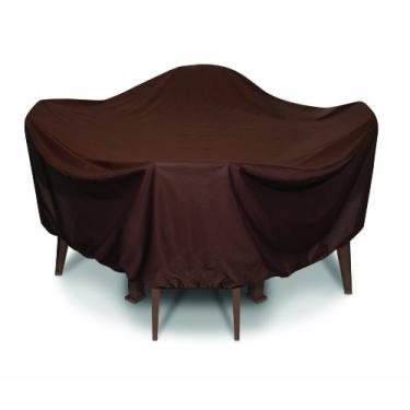 Imagem de Two Dogs Designs Capa de mesa redonda e cadeiras de 213 cm, marrom chocolate