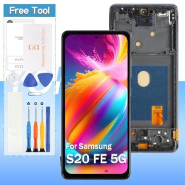 Imagem de Substituição de tela para Samsung Galaxy S20 FE 5G OLED, para Samsung S20 FE 2022 SM-G781U1/DS G781A G781W G781V 16.5 cm OLED LCD Display Touch Digitalizador Montagem de Vidro - Preto com Moldura -