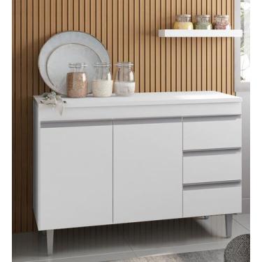 Imagem de Balcão Gabinete Branco Andréia 1 metro Com Tampo AJL