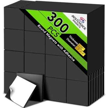 Imagem de Quadrados magnéticos, quadrados magnéticos flexíveis com 300 folhas autoadesivas de ímã autoadesivas (cada 20 x 20 x 2 mm) fita magnética para destacar e colar para geladeira de artesanato